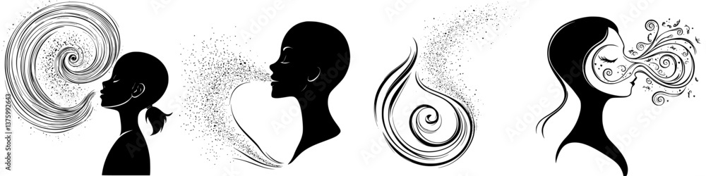 Poster artistic representations of breathing and expression in abstract forms during a creative workshop
