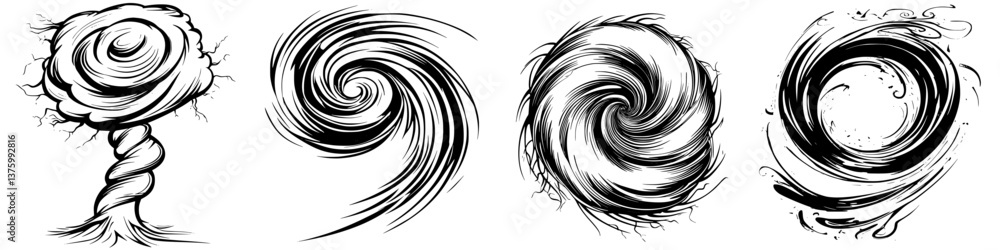 Poster artistic swirls and patterns representing motion and energy in a creative design