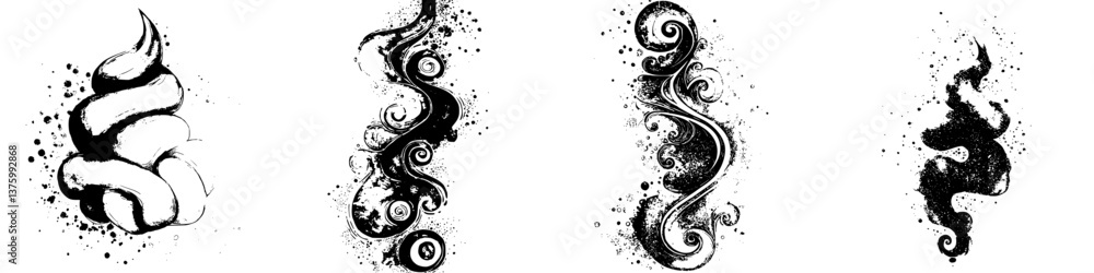Poster creative black and white swirl patterns designed for artistic expression in various applications