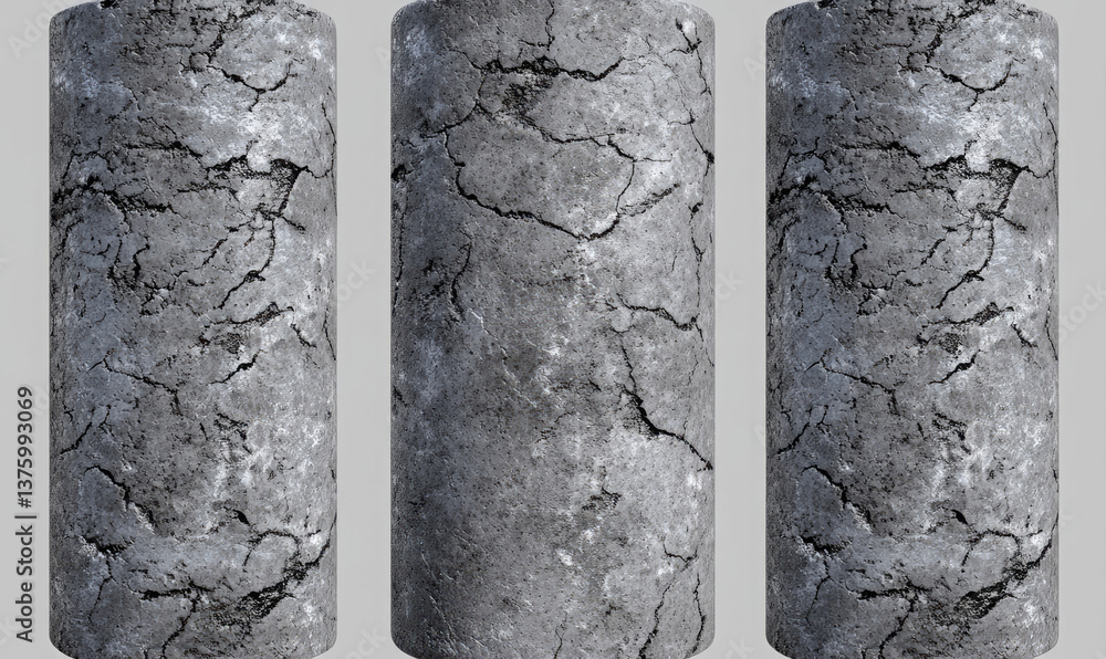 Poster seamless texture of cracked concrete, ideal for 3d modeling, game development, and architectural vis