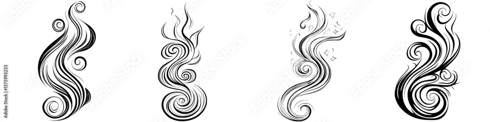 Poster elegant swirling patterns represented in various styles and complexity showcasing creativity and flu