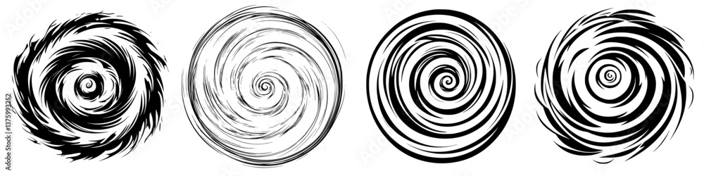 Poster swirling patterns showcased in varied designs representing movement and energy dynamics
