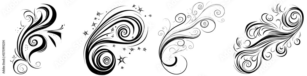 Aufkleber decorative swirl designs showcasing intricate patterns ideal for creative art projects and graphic d