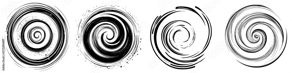 Poster artistic swirls in black and white on a white background showcasing dynamic motion and fluid design 