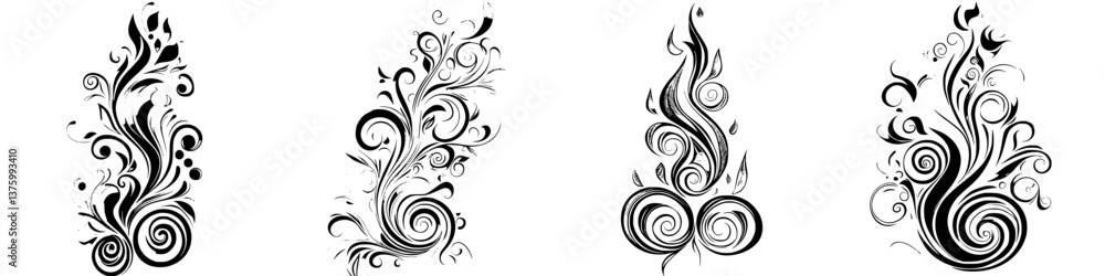 Poster decorative abstract designs with swirling patterns and intricate details for creative projects