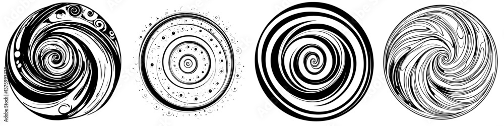 Poster abstract black and white swirl patterns create engaging visual designs for various artistic applicat
