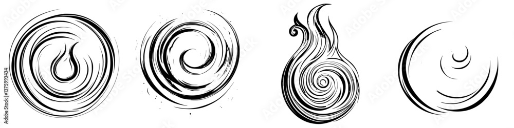Poster swirling patterns of energy representing fire and wind elements captured in a dynamic art style duri