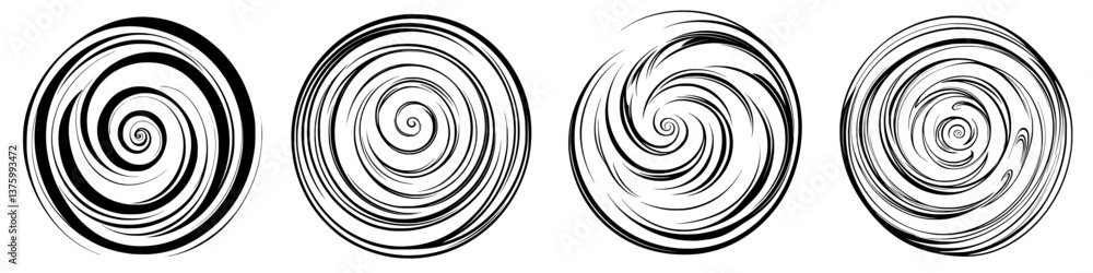 Poster artistic representations of swirling patterns created with black and white colors in a visually capt
