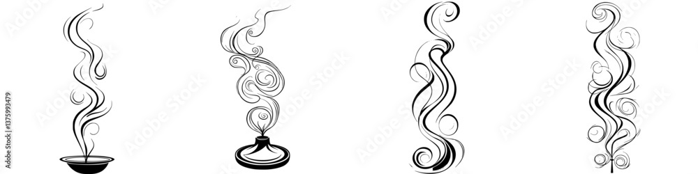 Aufkleber various elegant patterns of smoke rising from different sources in monochrome style