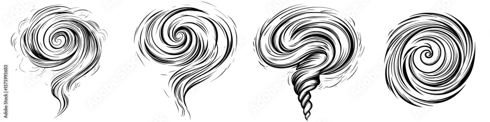 Poster abstract swirls representing various forms of questions and curiosity in an artistic display