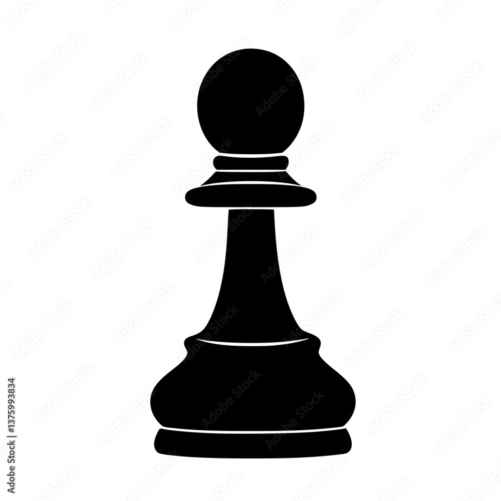 Poster black chess pawn stands alone on a plain background symbolizing strategy and decision-making in a ga