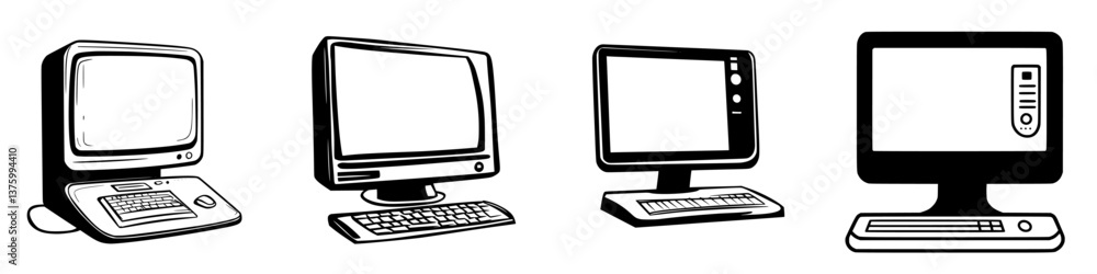 Aufkleber evolution of computers from vintage to modern designs showcasing technological advancements in compu