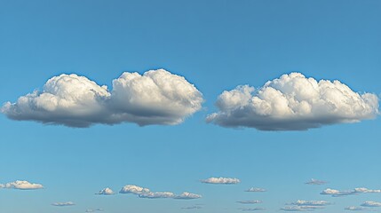 Two fluffy clouds against blue sky