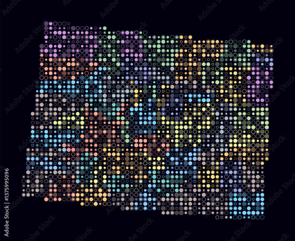 Poster colorado, shape of the state build of colored cells. digital style map of the colorado on dark backg