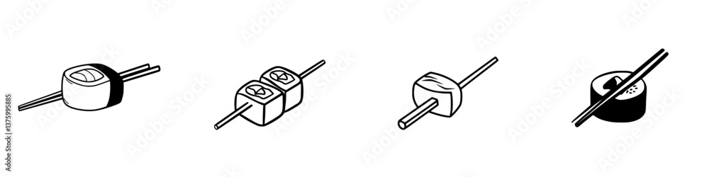 Aufkleber sushi preparation and presentation with chopsticks in an elegant setting