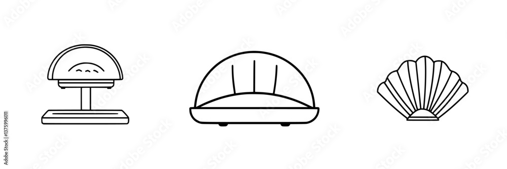 Aufkleber decorative designs featuring three unique shell-inspired shapes in a minimalist style