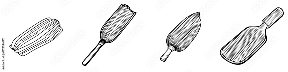 Aufkleber various hand tools for woodworking displayed on a plain background at a craftsman's workshop