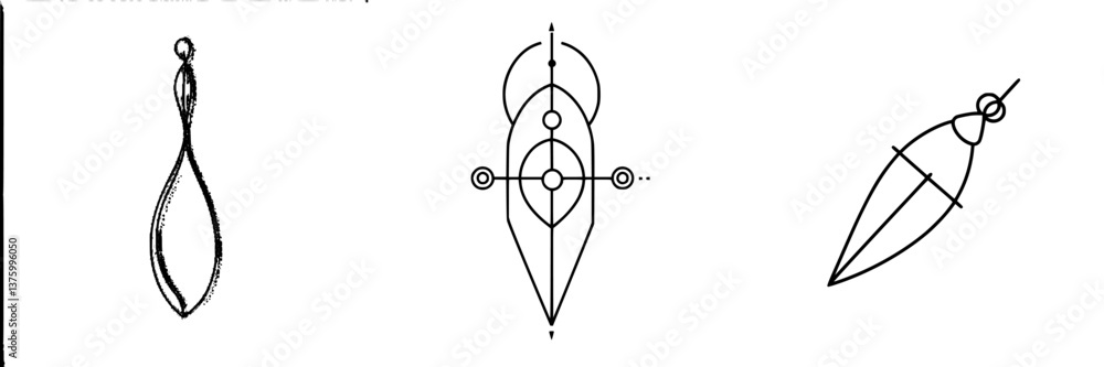 Poster unique design sketches featuring abstract shapes and lines in a creative arrangement
