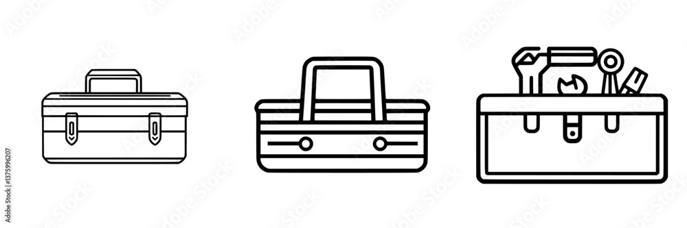 Aufkleber toolbox designs showcasing three distinct styles suitable for various repair and maintenance tasks a
