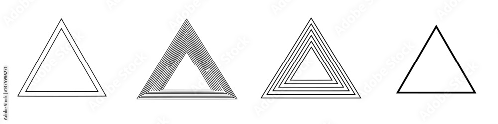 Poster patterns of triangles showcasing different styles and line thickness on a simple white background fo