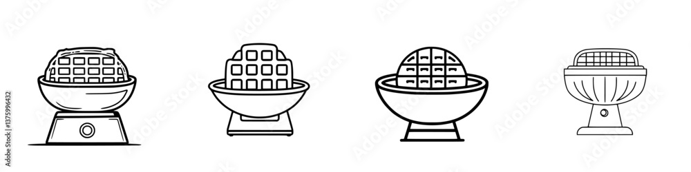 Aufkleber different styles of waffle makers arranged in a row showcasing their unique designs and features