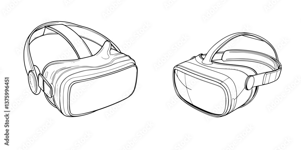 Poster virtual reality headsets displayed in a modern tech environment showing innovative design and advanc