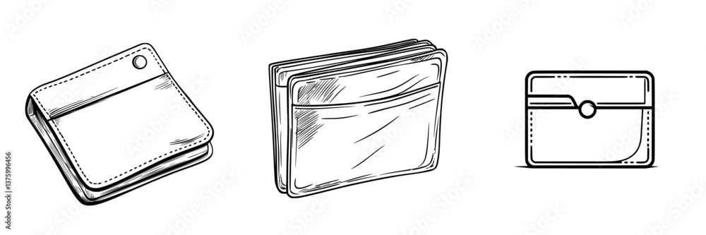 Poster various designs of wallets displayed side by side showcasing different styles and functionalities fo