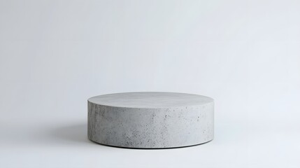 Modern Gray Concrete Cylinder Podium on Isolated White Background for Presentations