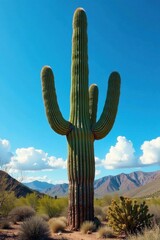Imposing saguaro cactus, arms reaching skyward, southwest usa, botanical, arizona
