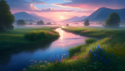 sunrise over lake