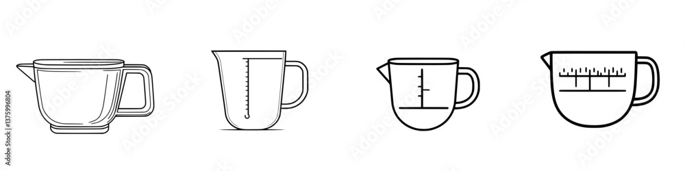 Poster different types of measuring cups designed for various cooking and baking tasks displayed together
