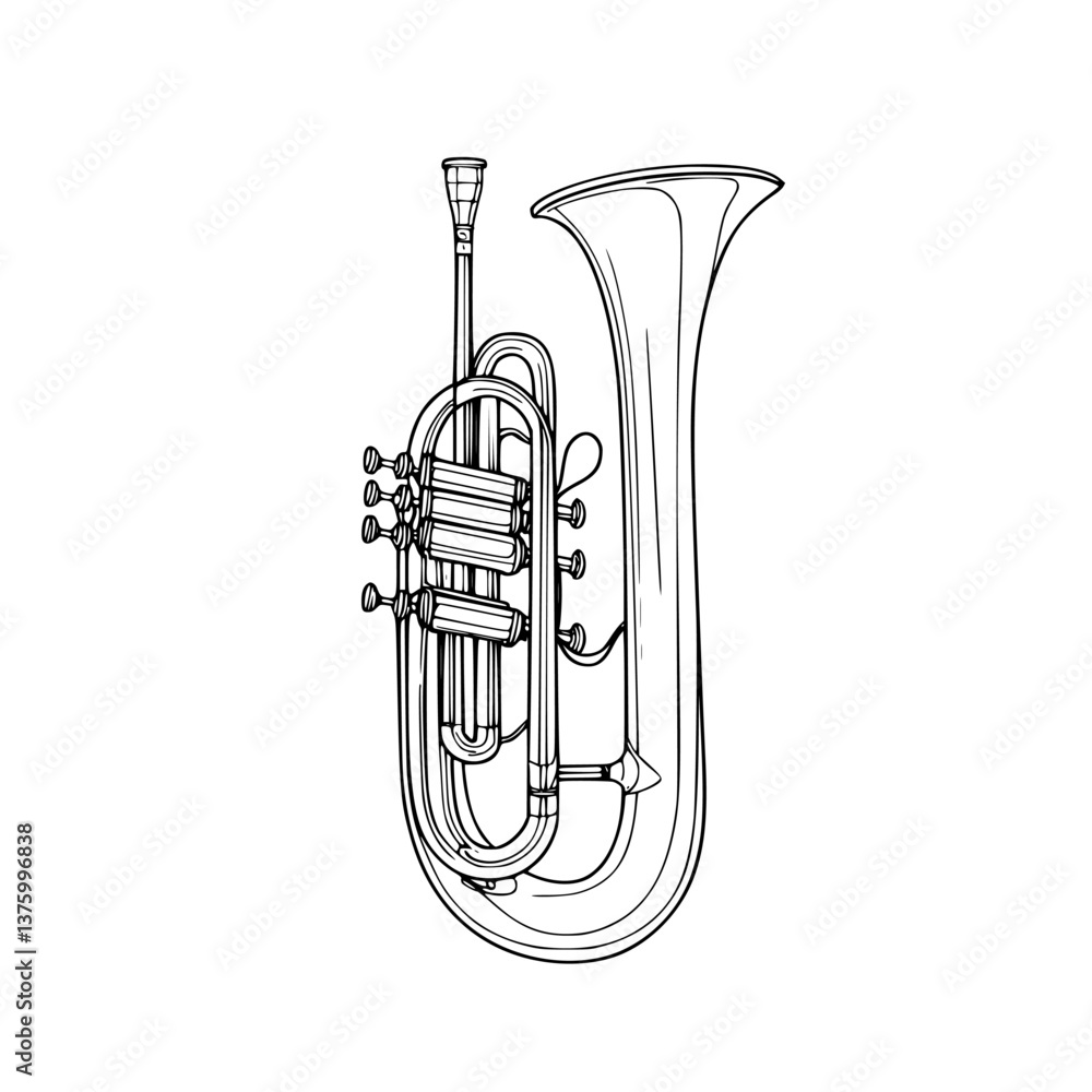 Aufkleber musical instrument tuba displayed with intricate details against a plain background showcasing its u
