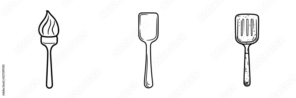 Poster different types of kitchen utensils displayed on a clean background showing their unique shapes and 