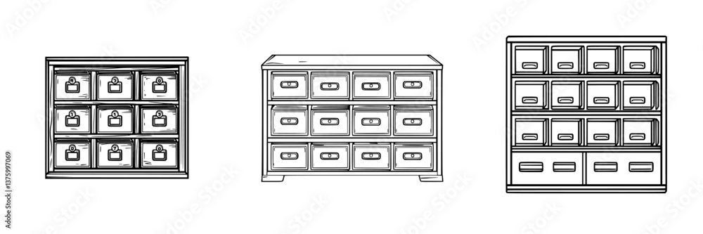 Poster storage cabinets featuring multiple compartments for organization and security in a modern workspace