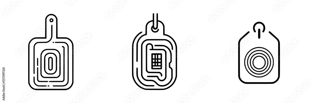 Poster modern designs of rfid tags showcasing diverse styles and functionalities in a minimalist format