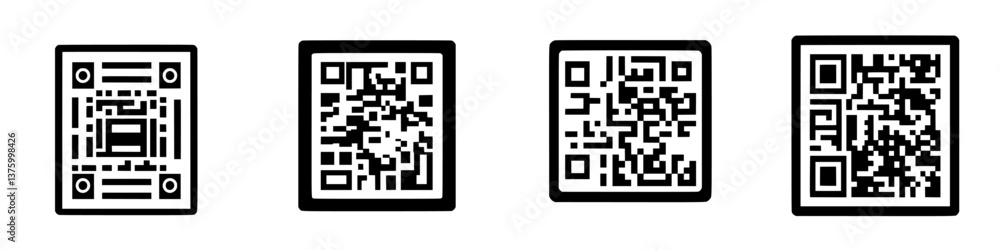 Poster various styles of qr codes displayed on a plain background highlighting digital information access