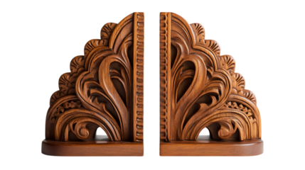  A Touch of Craftsmanship Arc-Inspired Wooden Bookends with Elegant Carvings.png