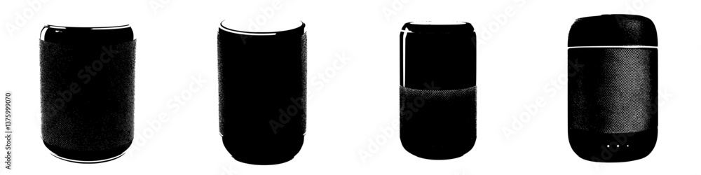 Poster various designs of modern containers showcasing unique shapes ideal for storage and organization in 