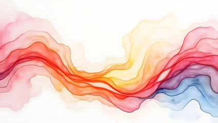 Obraz premium Vibrant watercolor waves create an abstract rainbow design