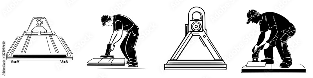 Poster manual tools for lifting and installing heavy materials in construction and renovation projects