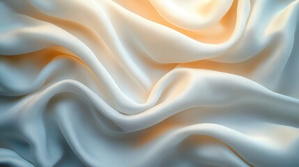 Obraz premium Luxurious cream silk draped in soft, warm light, creating a feeling of elegance and serenity with gentle folds and shimmering texture.