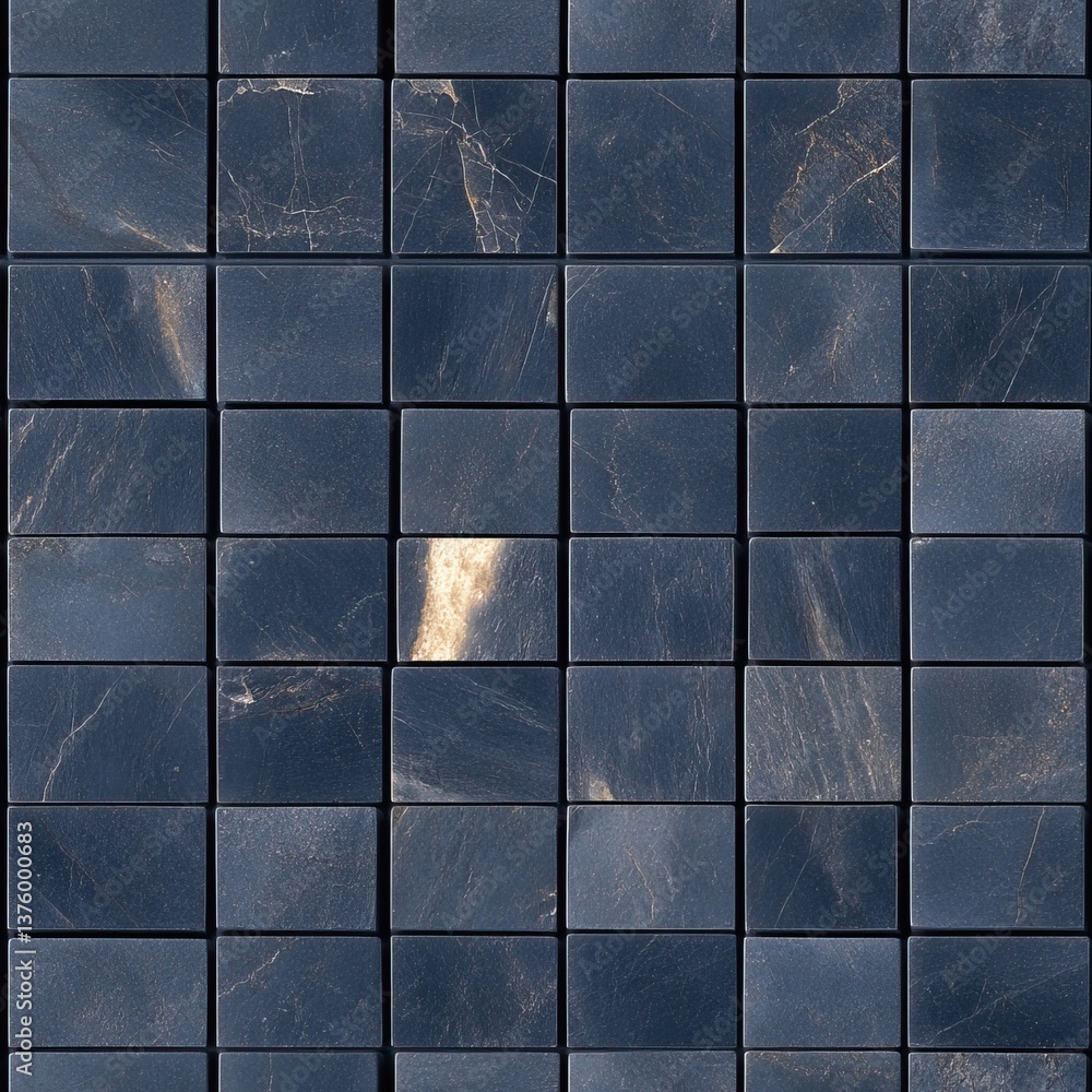 Aufkleber dark blue and navy stone mosaic floor with seamless pattern features a rustic rock surface enhancing