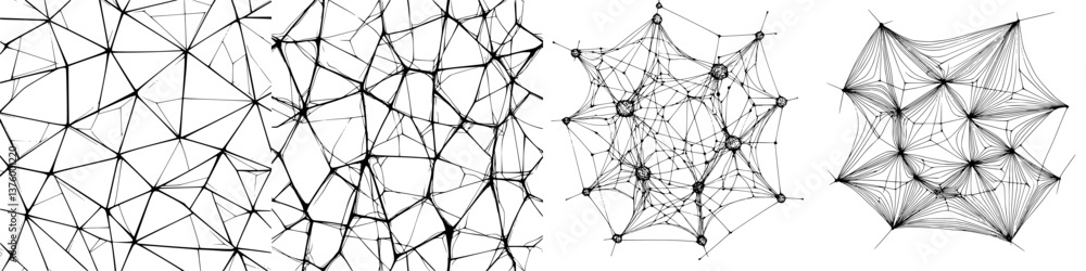 Poster intricate patterns of interconnected lines form a complex geometric web structure in a modern design