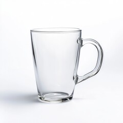 Clear Glass Mug Simple Design on White Background Product Photography