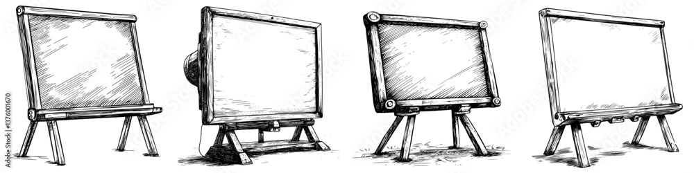 Aufkleber various styles of empty easels positioned in different orientations for artistic presentations and d