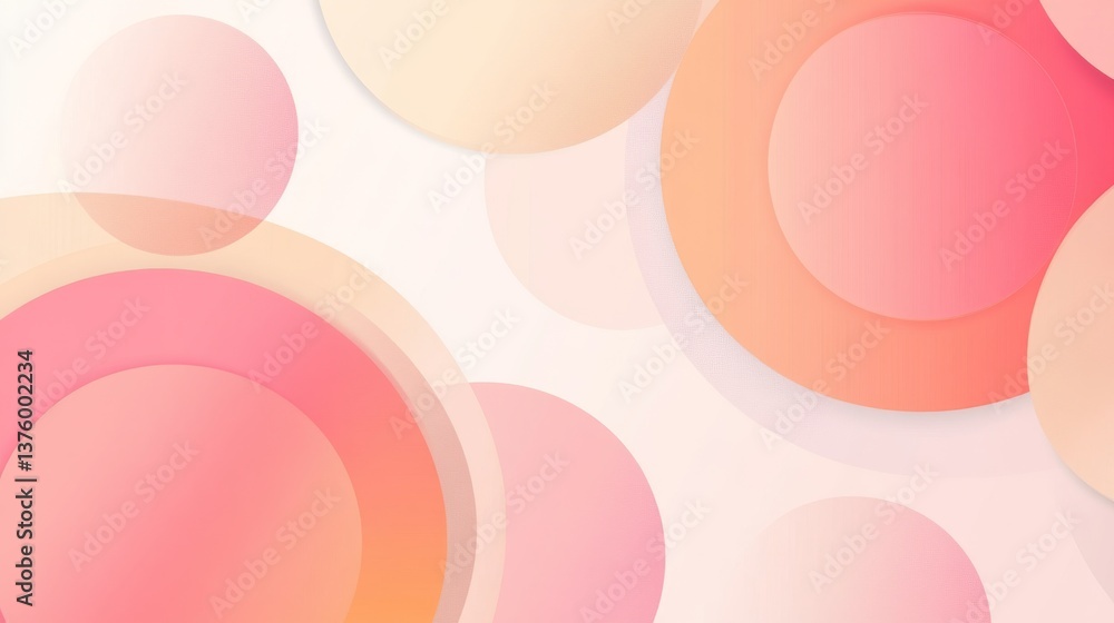 Poster a modern geometric background featuring pastel peach fuzz tones overlapping circles and soft gradien