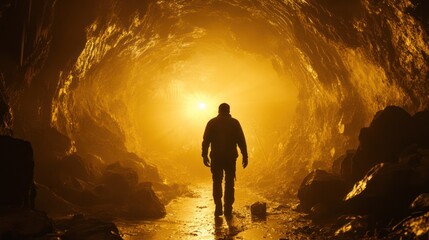 Fototapeta premium Mystical Cave Illuminated by Glowing Organic Elements, Revealing Hidden Geological Wonders