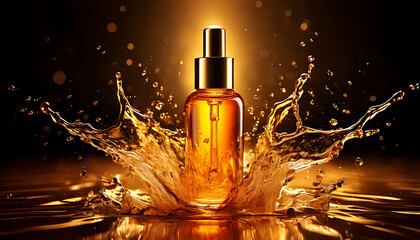 Naklejka premium Captivating beauty serum splash studio product photography luxurious close-up elegance