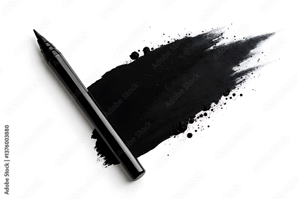Poster creating abstract art with black ink studio setting artistic process minimalist environment