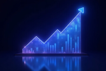 Fototapeta premium Analyzing growth trends in business graphs financial data digital visualization dark theme 2d